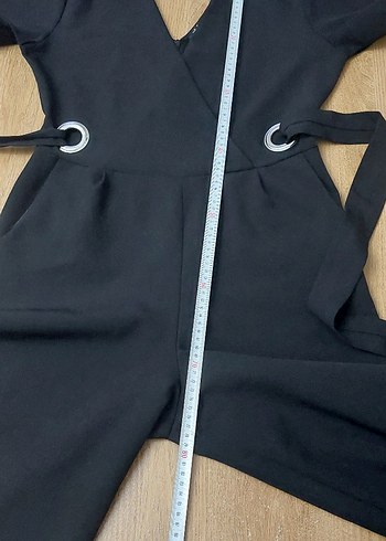 Siyah Kruvaze Yaka Kemerli Kadın Tulum - Görsel 13