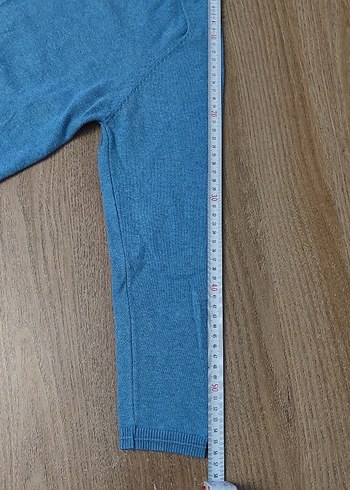 Mavi V Yaka Pamuklu Kadın Kazak - Görsel 5