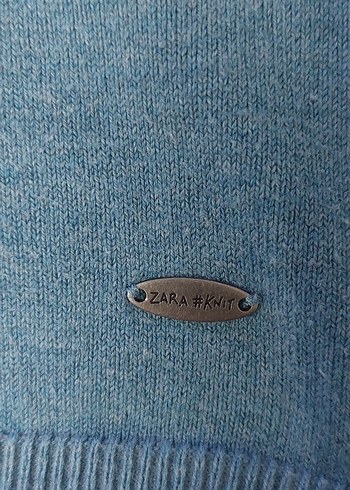 Mavi V Yaka Pamuklu Kadın Kazak - Görsel 6