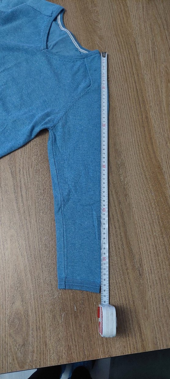 Mavi V Yaka Pamuklu Kadın Kazak - Görsel 5