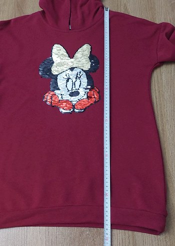 Bordo Minnie Baskılı Uzun Kollu Kız Sweatshirt - Görsel 4