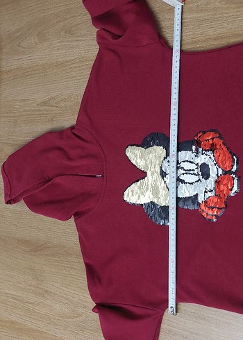 Bordo Minnie Baskılı Uzun Kollu Kız Sweatshirt - Görsel 5