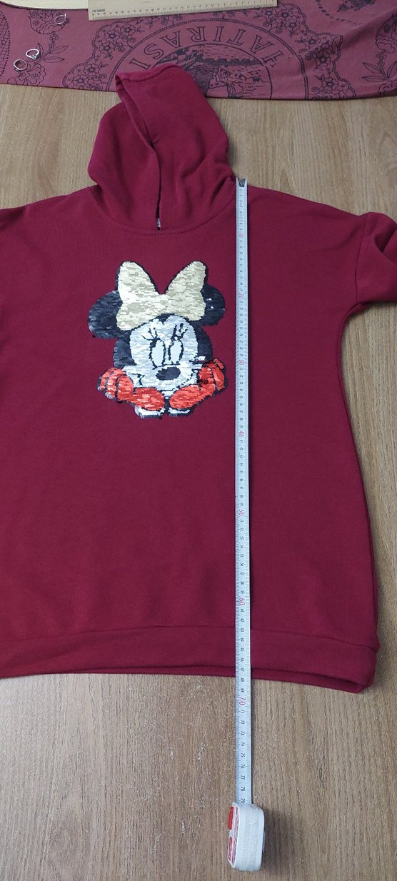 Bordo Minnie Baskılı Uzun Kollu Kız Sweatshirt - Görsel 4