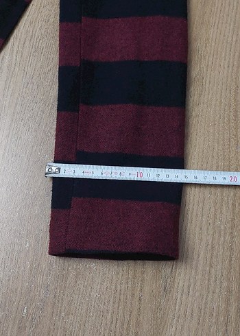 Kemerli Siyah ve Bordo Çizgili Kaban - Görsel 8