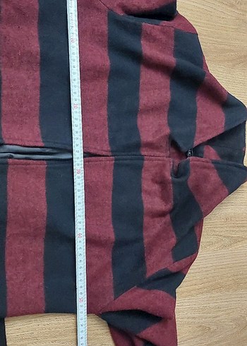 Kemerli Siyah ve Bordo Çizgili Kaban - Görsel 6