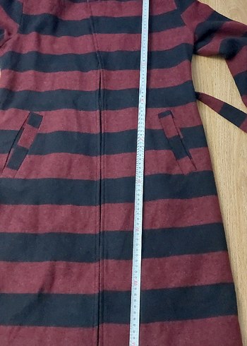 Kemerli Siyah ve Bordo Çizgili Kaban - Görsel 5