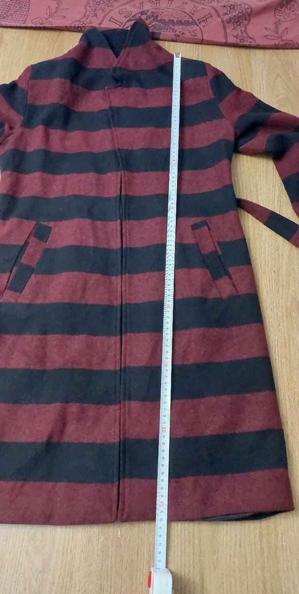 Kemerli Siyah ve Bordo Çizgili Kaban - Görsel 5