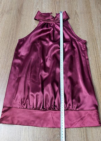 m Beden bordo Renk Bordo Parlak Mini Drapeli Kadın Bluz saten