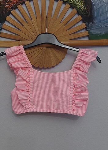 11-12 Yaş Beden pembe Renk Kız çocuk bikini üstü