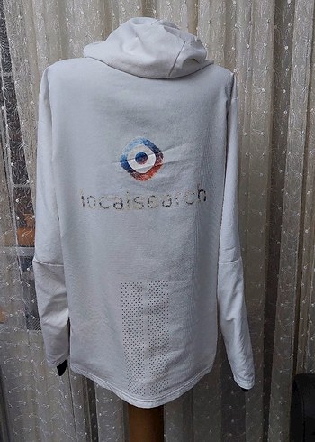 l Beden Adidas Beyaz Kapüşonlu Fermuarlı sweatshirt