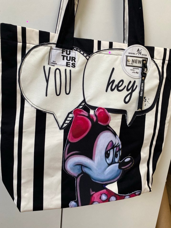 Renkli Baskılı Fermuarlı Kadın Tote Çanta - Görsel 2