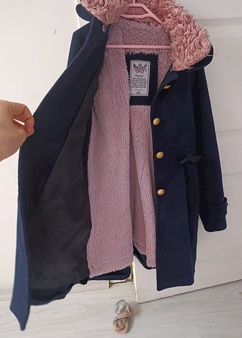 Kürklü Mavi Midi Kaban - Görsel 2