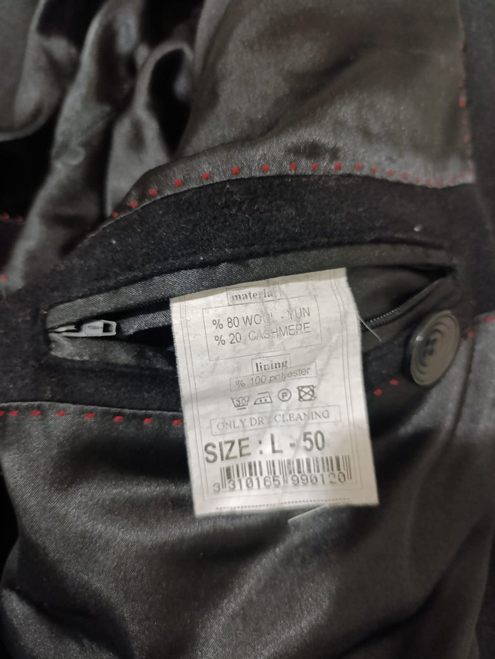 Düğmeli Siyah Erkek Midi Kaban - Görsel 3