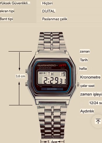 Dijital Kadın Erkek  Retro Vintage Saat - Görsel 10