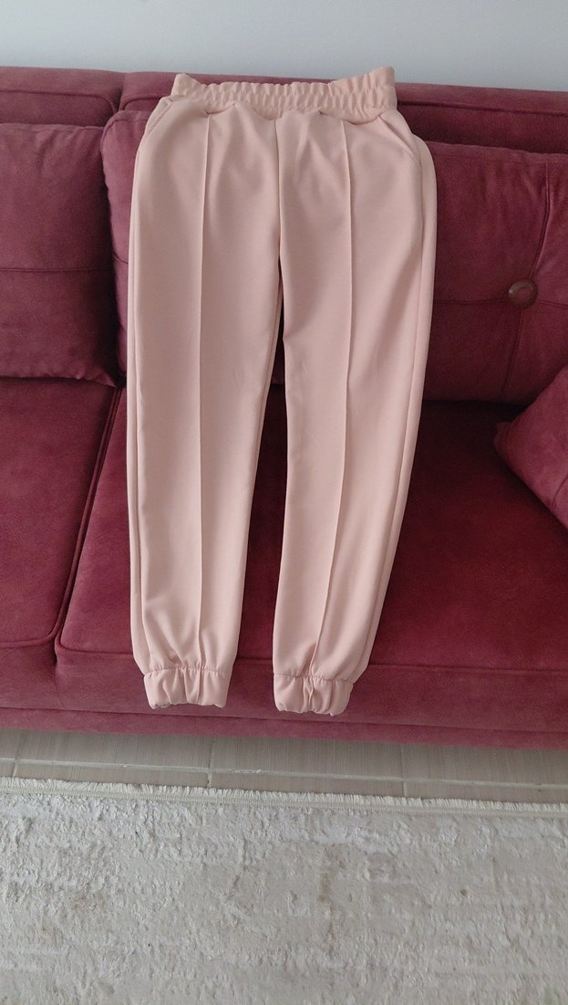 Bej Pilili Kadın Kumaş Pantolon - Görsel 2