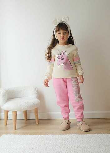Zara Kız çocuk unicorn detaylı şardonlu kışlık takım 3-10 yaş