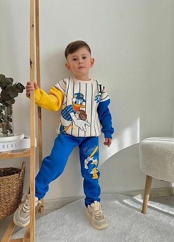 7 Yaş Beden Erkek çocuk donald baskılı şardonlu kışlık takım 3-10 yaş