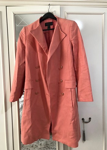 Düğmeli Pembe Midi Kadın Kaban