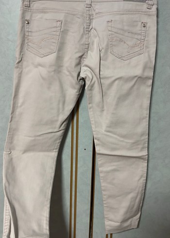 33 Beden Düğmeli Bej Kadın Denim Pantolon