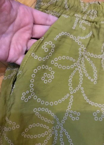 44 Beden yeşil Renk Yeşil Pilili Bol Kesim Kadın blüz ve Pantolon