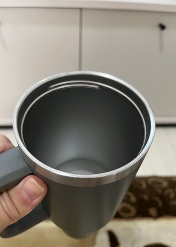 Beden gri Renk Gri Kapaklı Büyük Termos Bardak