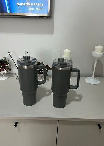Gri Kapaklı Büyük Termos Bardak