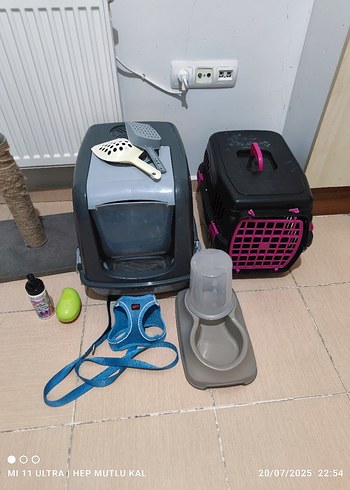 Beden Gri Kedi Taşıma ve Tuvalet Seti