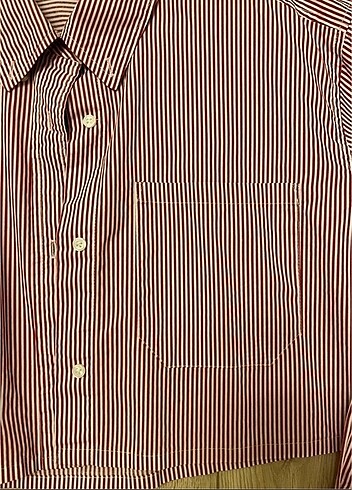 m Beden kırmızı çizgili crop gömlek