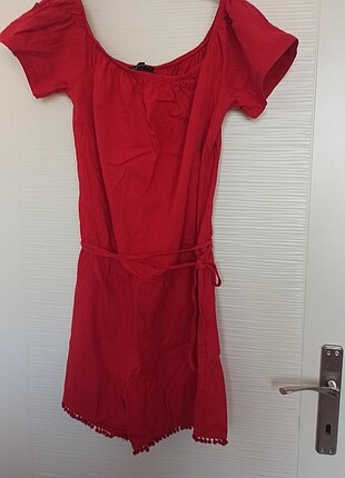 42 beden kırmızı ponponlu pijama tulum uyku tulumu