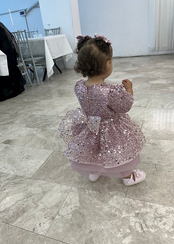 12-18 Ay Beden Pembe Çocuk Abiye Elbise