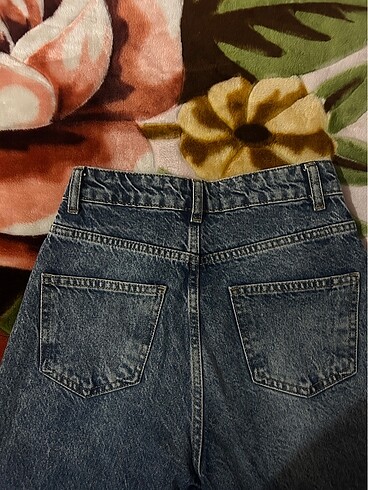 Mavi Soluk Efektli Vintage Wide Leg Jean - Görsel 3