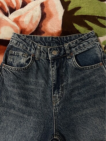 Mavi Soluk Efektli Vintage Wide Leg Jean - Görsel 5