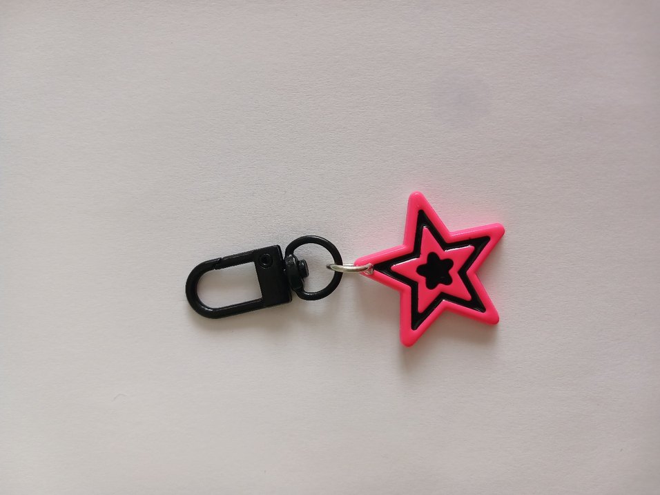 Pembe Yıldızlı Tokalı Anahtarlık - Görsel 2