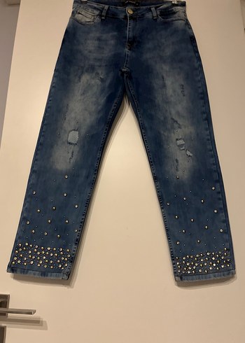 Ghisa Gold İşlemeli Taşlı Fit Kot Pantolon - Görsel 2