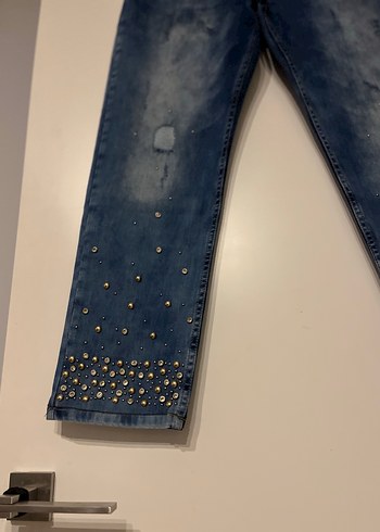 Ghisa Gold İşlemeli Taşlı Fit Kot Pantolon - Görsel 4