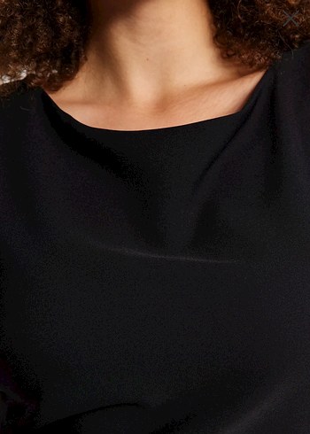 Trendyol Siyah Piliseli Kısa Kollu Uzun Elbise - Görsel 9