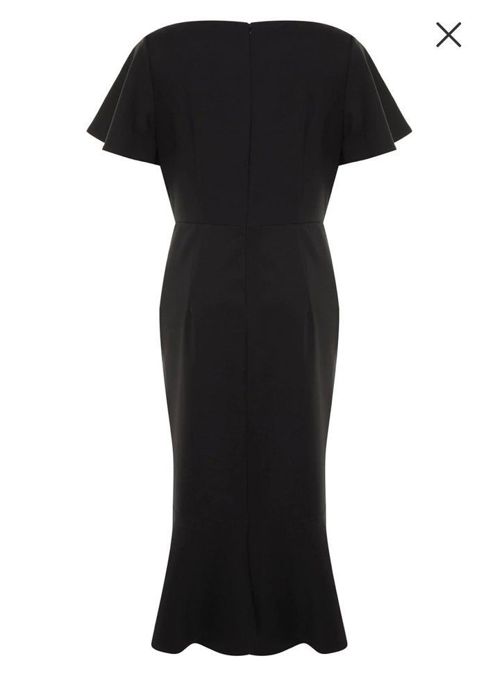 Trendyol Siyah Piliseli Kısa Kollu Uzun Elbise - Görsel 4