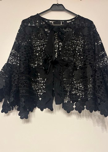 Setre Sıyah Dantel Güpür Ceket - Görsel 5