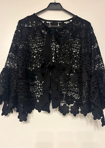 Setre Sıyah Dantel Güpür Ceket - Görsel 4