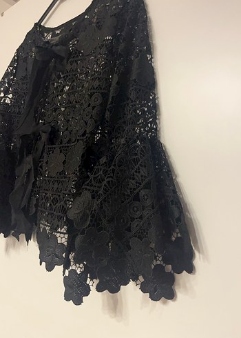 Setre Sıyah Dantel Güpür Ceket - Görsel 2