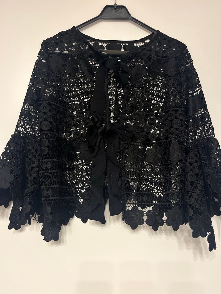 Setre Sıyah Dantel Güpür Ceket - Görsel 4