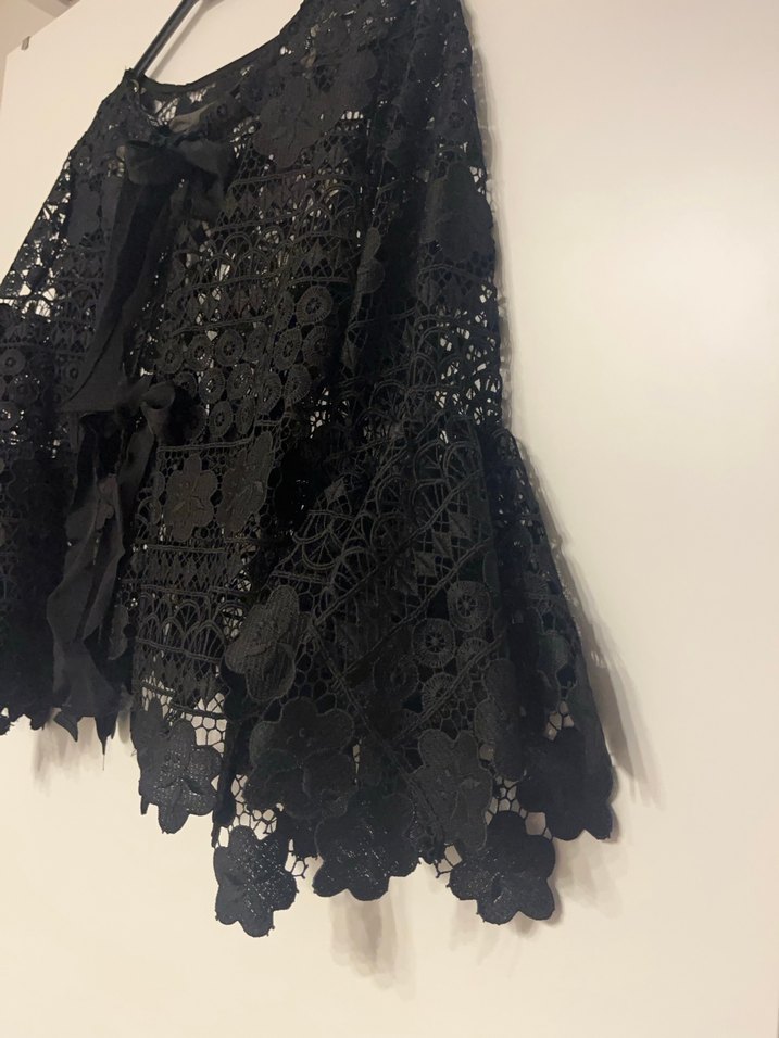 Setre Sıyah Dantel Güpür Ceket - Görsel 2