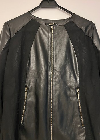 Miarre Siyah Deri Biker Ceket - Görsel 3