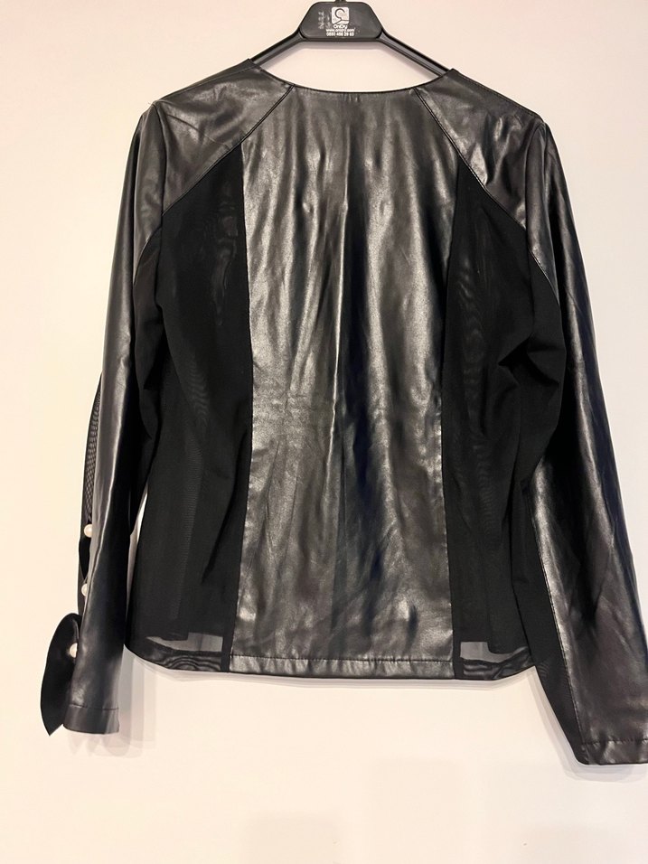 Miarre Siyah Deri Biker Ceket - Görsel 4