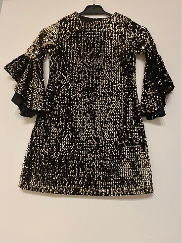 Zara İncity siyah gold pullu elbise