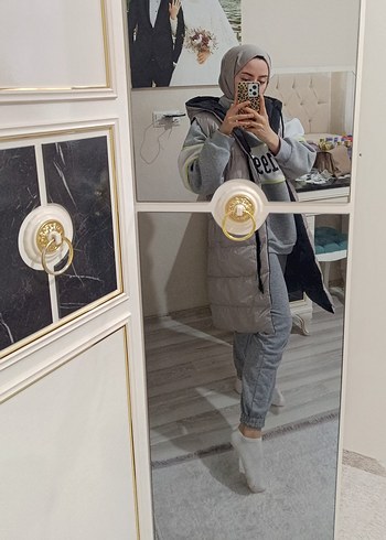 Sokak Stili Kürklü Kadın Şişme Yelek Çift taraflı - Görsel 2