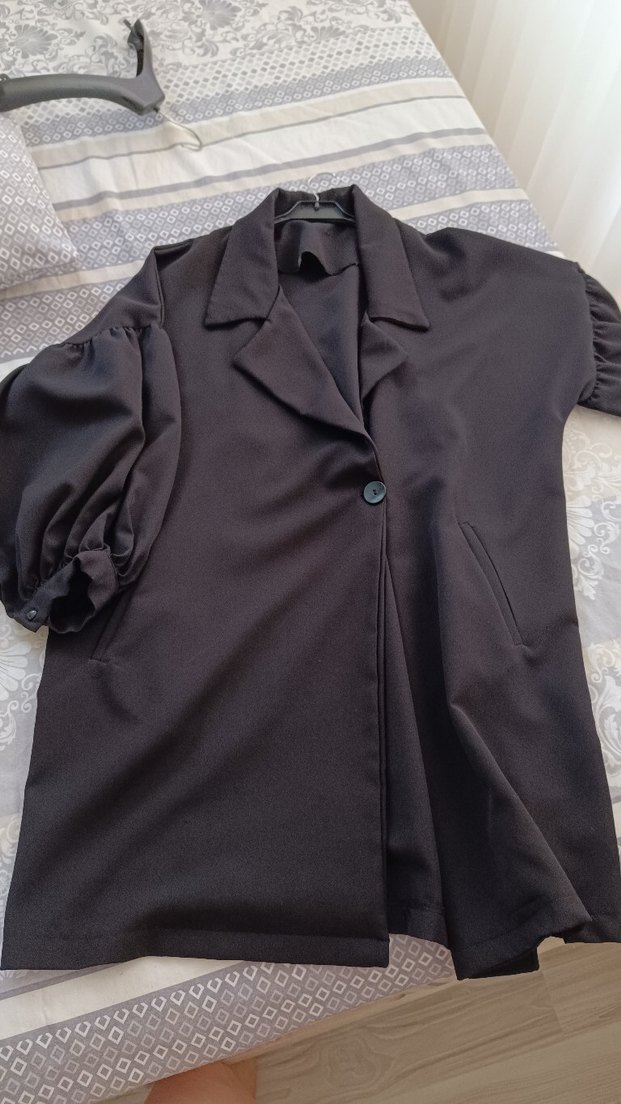 Siyah Kadın Salaş ince ceket - Görsel 3
