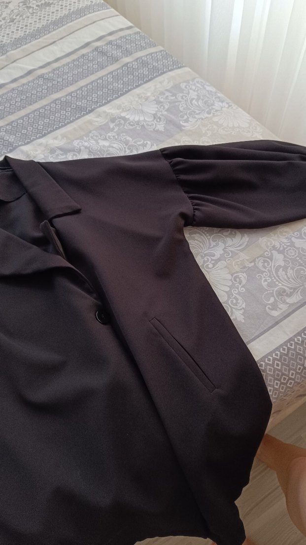 Siyah Kadın Salaş ince ceket - Görsel 2