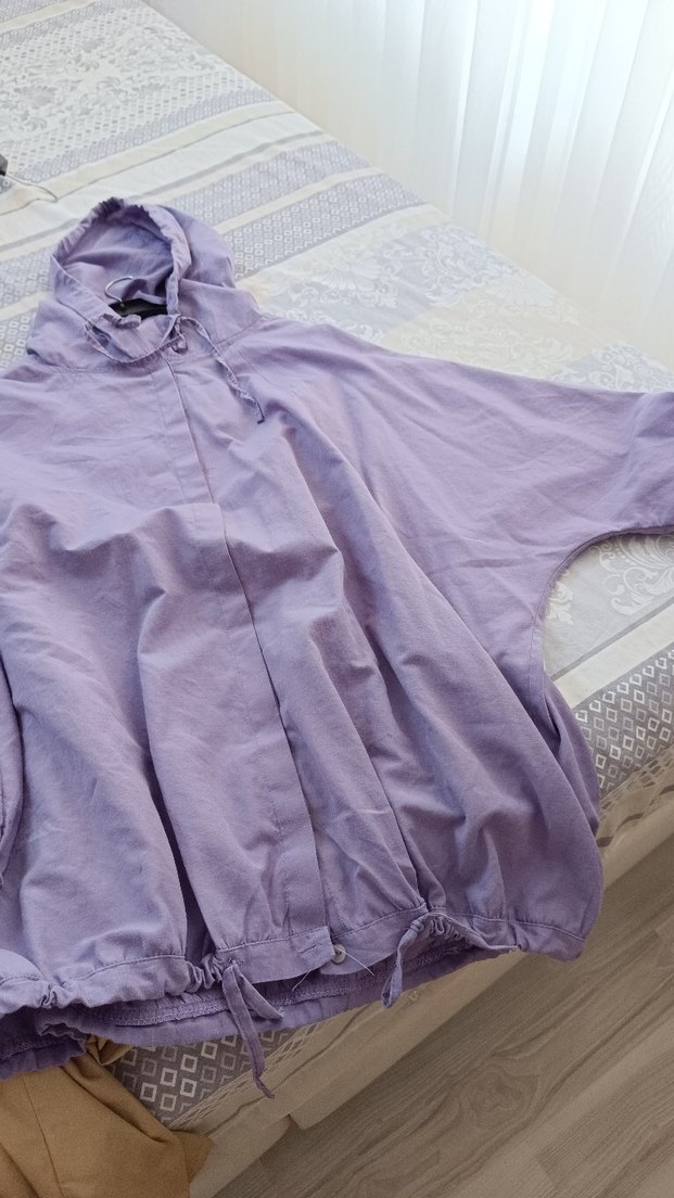 Mor Midi  Keten Ceket Yaka Detaylı - Görsel 2