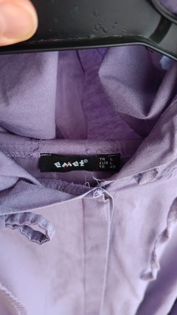 Mor Midi  Keten Ceket Yaka Detaylı - Görsel 4